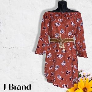 Boho Style Dress,Floral Off The Shoulder Dress,Flowy Tunic Dress